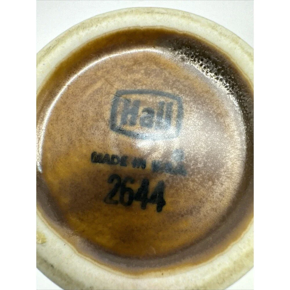 Vintage Hall Ringware Pottery Sugar & Creamer Set Brown Coffee Tea Marked USA